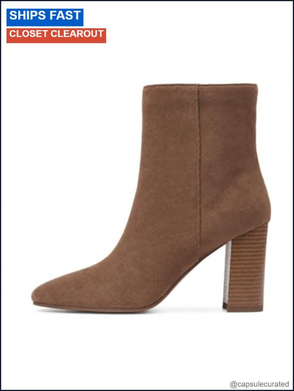 Women's Faux Suede Ankle Booties with 3.5 Inch Block Heel Zip Closure